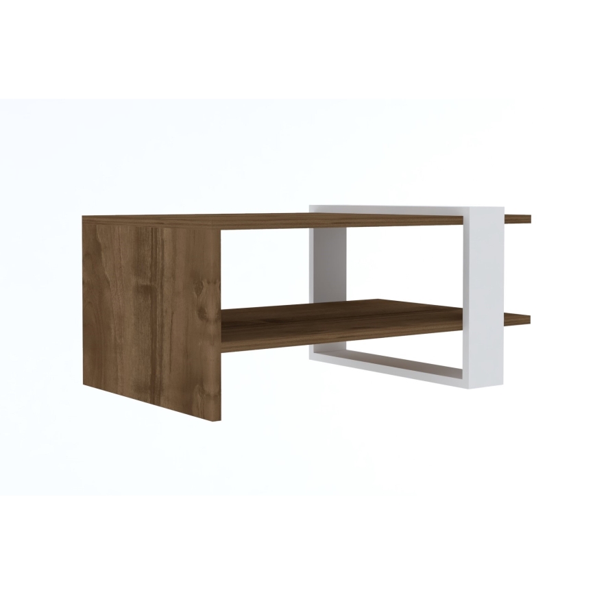 Mesa de centro GAYE 35x80 cm castanho/branco