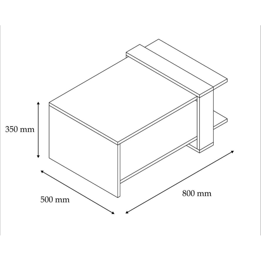 Mesa de centro GAYE 35x80 cm castanho/branco
