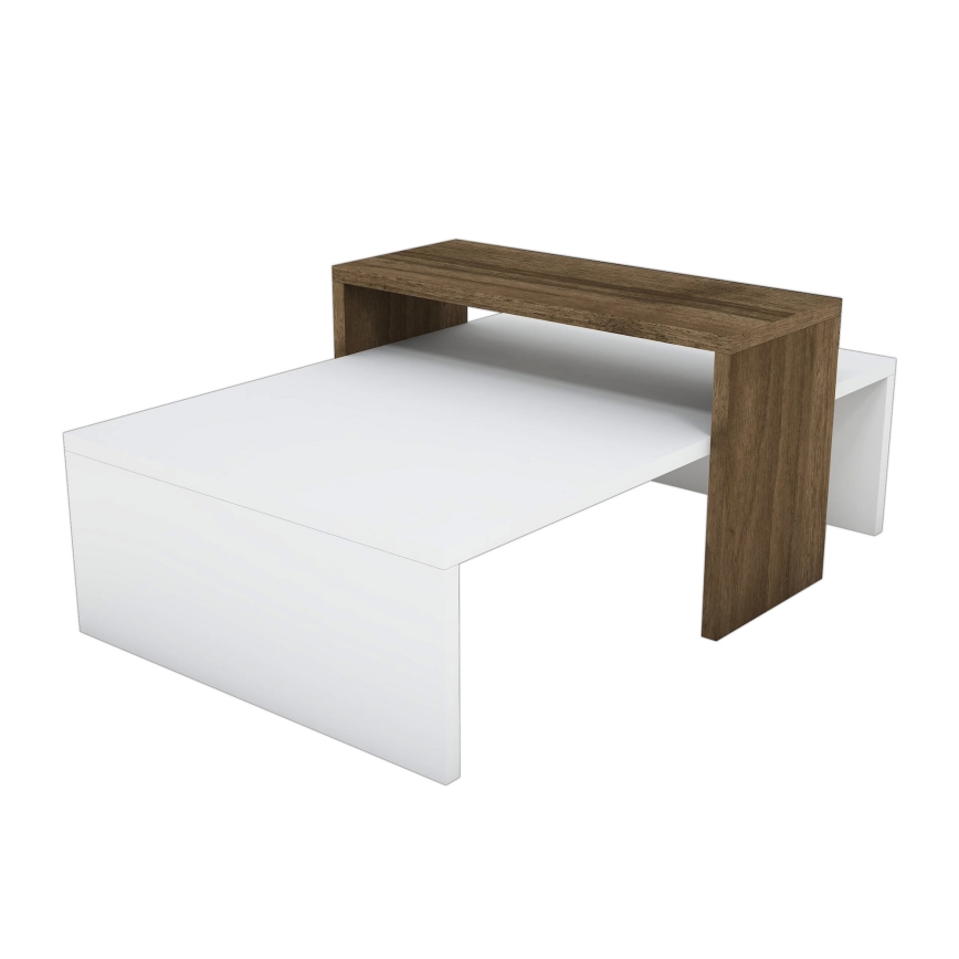 Mesa de centro GLOW 32x80 cm branco/castanho