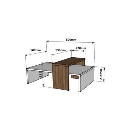 Mesa de centro GLOW 32x80 cm branco/castanho