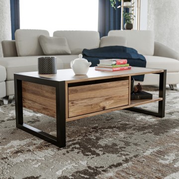 Mesa de centro HALDIZEN 55x105 cm preto/castanho