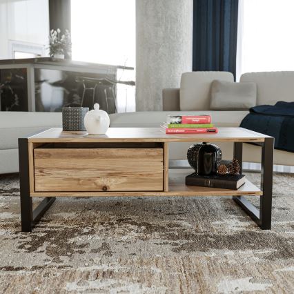 Mesa de centro HALDIZEN 55x105 cm preto/castanho