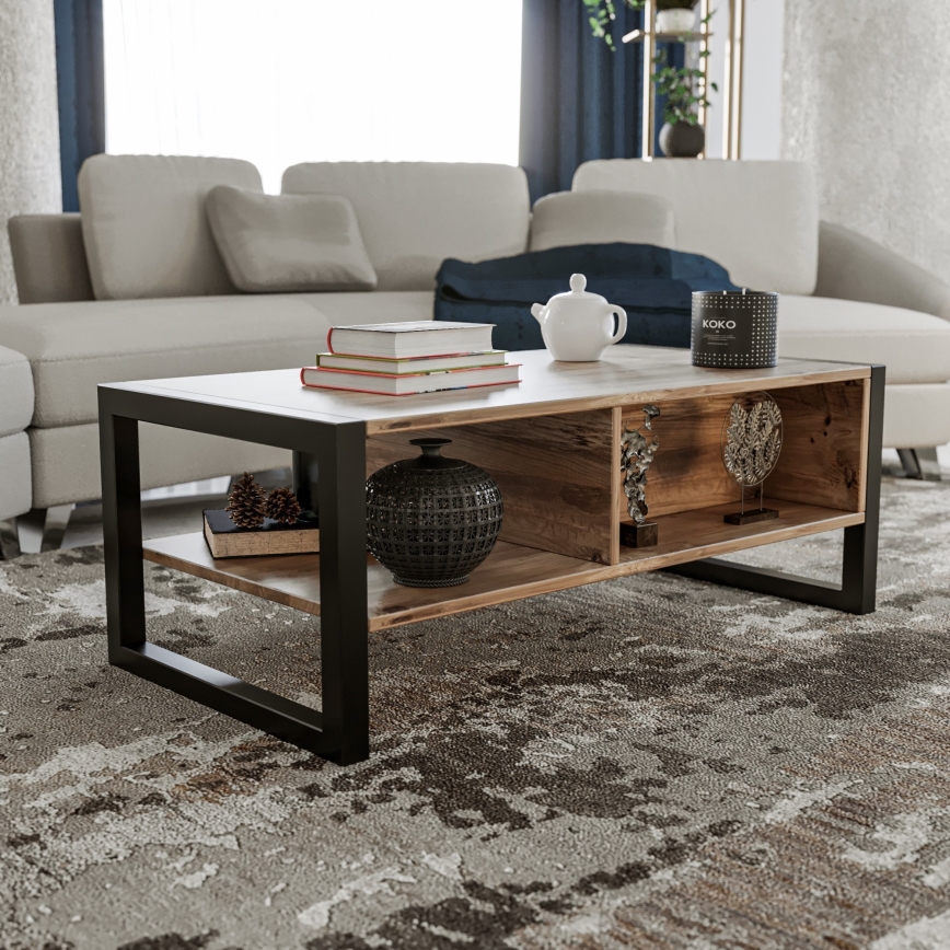 Mesa de centro HALDIZEN 55x105 cm preto/castanho