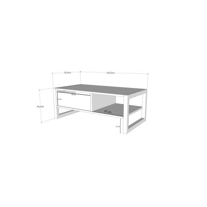 Mesa de centro HALDIZEN 55x105 cm preto/castanho