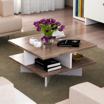 Mesa de centro HAMTON 31,2x60 cm castanho/branco