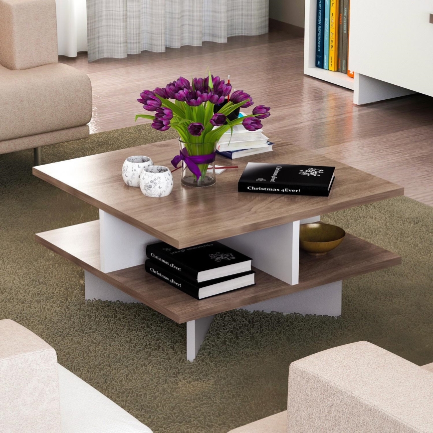 Mesa de centro HAMTON 31,2x60 cm castanho/branco