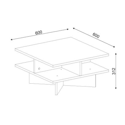 Mesa de centro HAMTON 31,2x60 cm castanho/branco