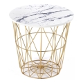 Mesa de centro HARISSA 41x42 cm dourado/branco decoração em mármore