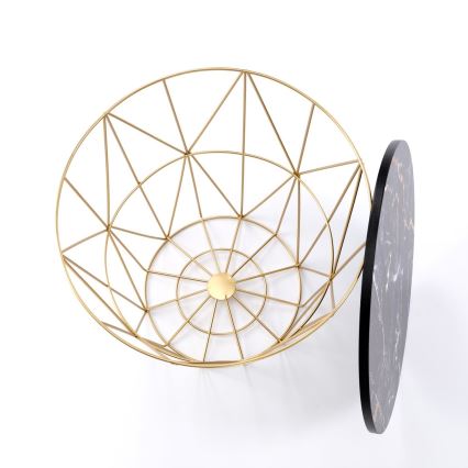 Mesa de centro HARISSA 41x42 cm dourado/preto decoração em mármore