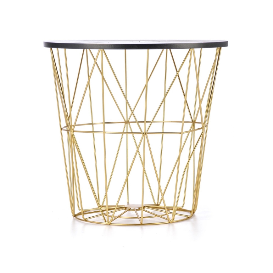 Mesa de centro HARISSA 41x42 cm dourado/preto decoração em mármore
