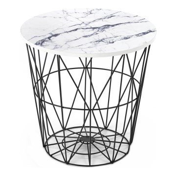 Mesa de centro HARISSA 41x42 cm preto/branco decoração em mármore