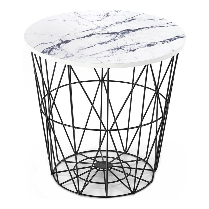 Mesa de centro HARISSA 41x42 cm preto/branco decoração em mármore