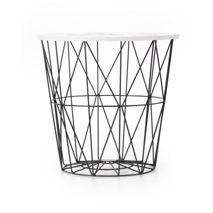Mesa de centro HARISSA 41x42 cm preto/branco decoração em mármore