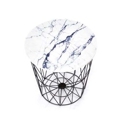 Mesa de centro HARISSA 41x42 cm preto/branco decoração em mármore