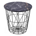 Mesa de centro HARISSA 41x42 cm preto/preto decoração em mármore