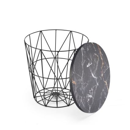 Mesa de centro HARISSA 41x42 cm preto/preto decoração em mármore