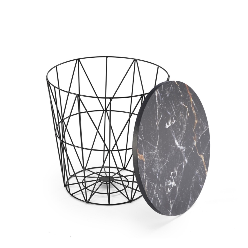 Mesa de centro HARISSA 41x42 cm preto/preto decoração em mármore