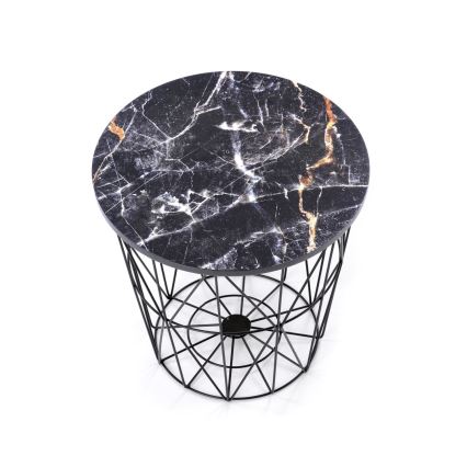 Mesa de centro HARISSA 41x42 cm preto/preto decoração em mármore