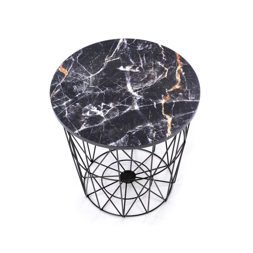 Mesa de centro HARISSA 41x42 cm preto/preto decoração em mármore