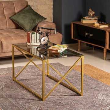 Mesa de centro ILIOMAR 46,6x94 cm dourada/preto