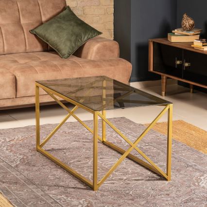 Mesa de centro ILIOMAR 46,6x94 cm dourada/preto