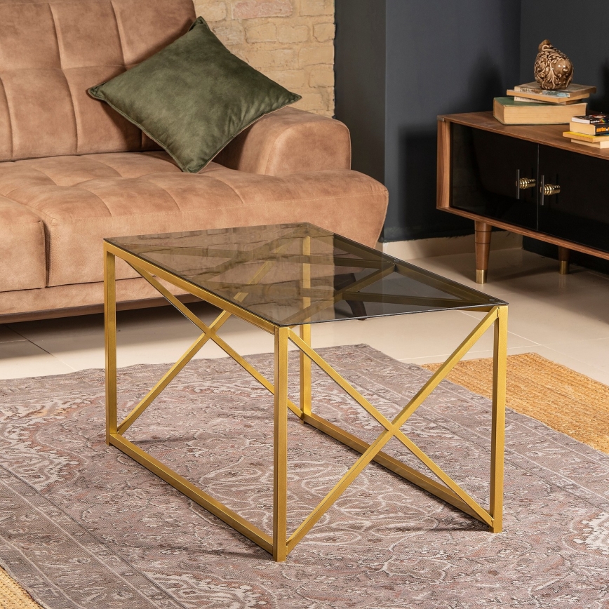 Mesa de centro ILIOMAR 46,6x94 cm dourada/preto
