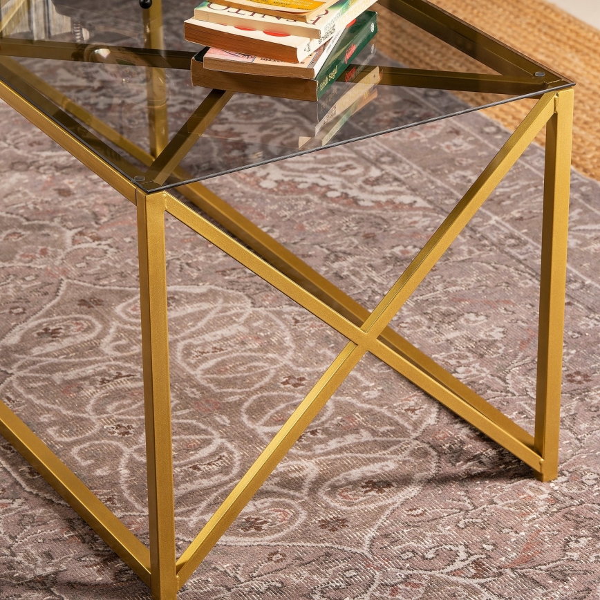 Mesa de centro ILIOMAR 46,6x94 cm dourada/preto