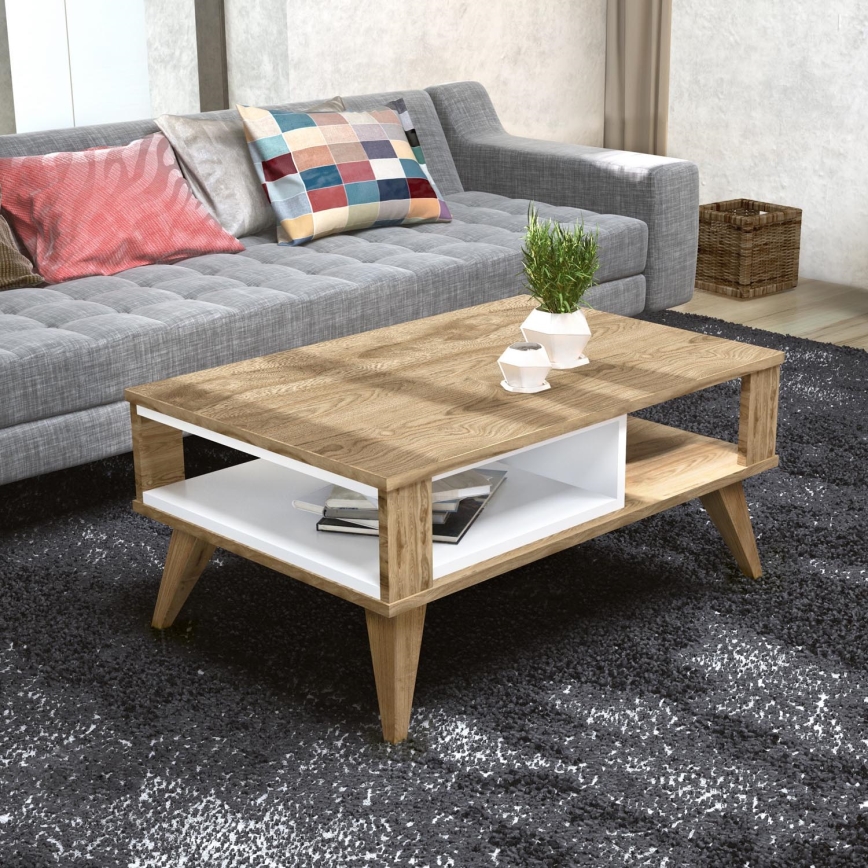 Mesa de centro IONIS 40x90 cm castanho/branco