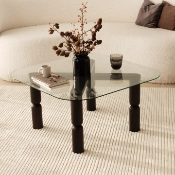Mesa de centro KEI 40x80 cm castanho/transparente