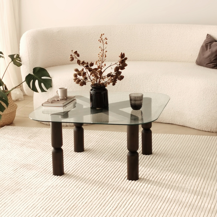 Mesa de centro KEI 40x80 cm castanho/transparente