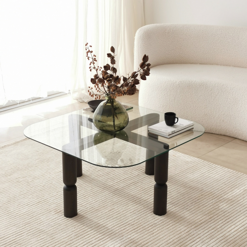 Mesa de centro KEI 40x80 cm castanho/transparente
