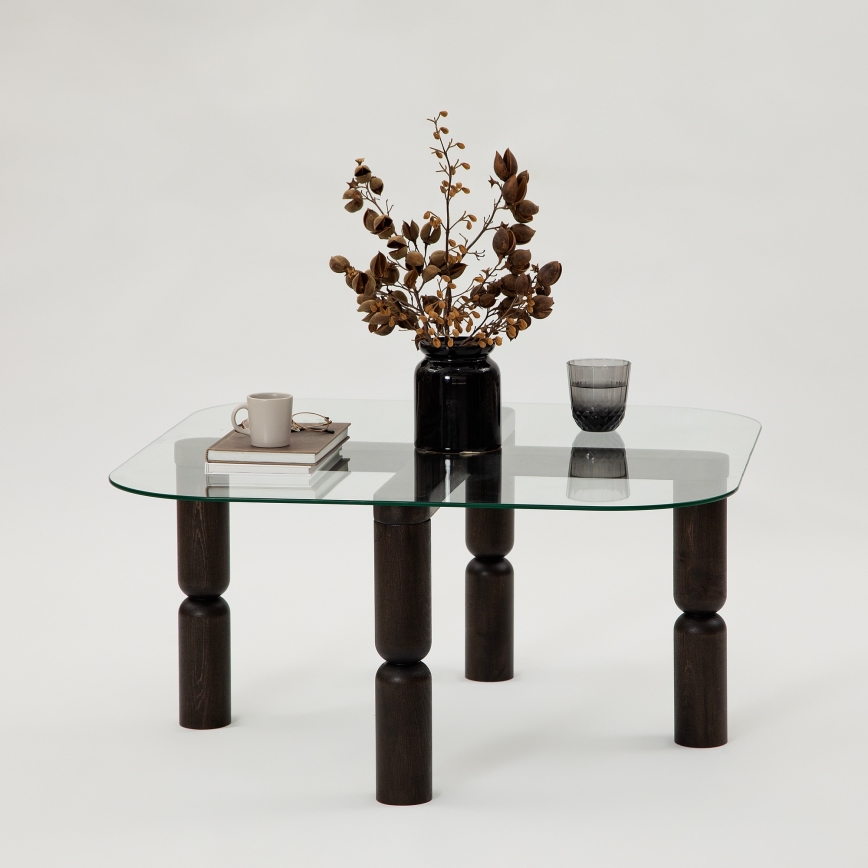 Mesa de centro KEI 40x80 cm castanho/transparente
