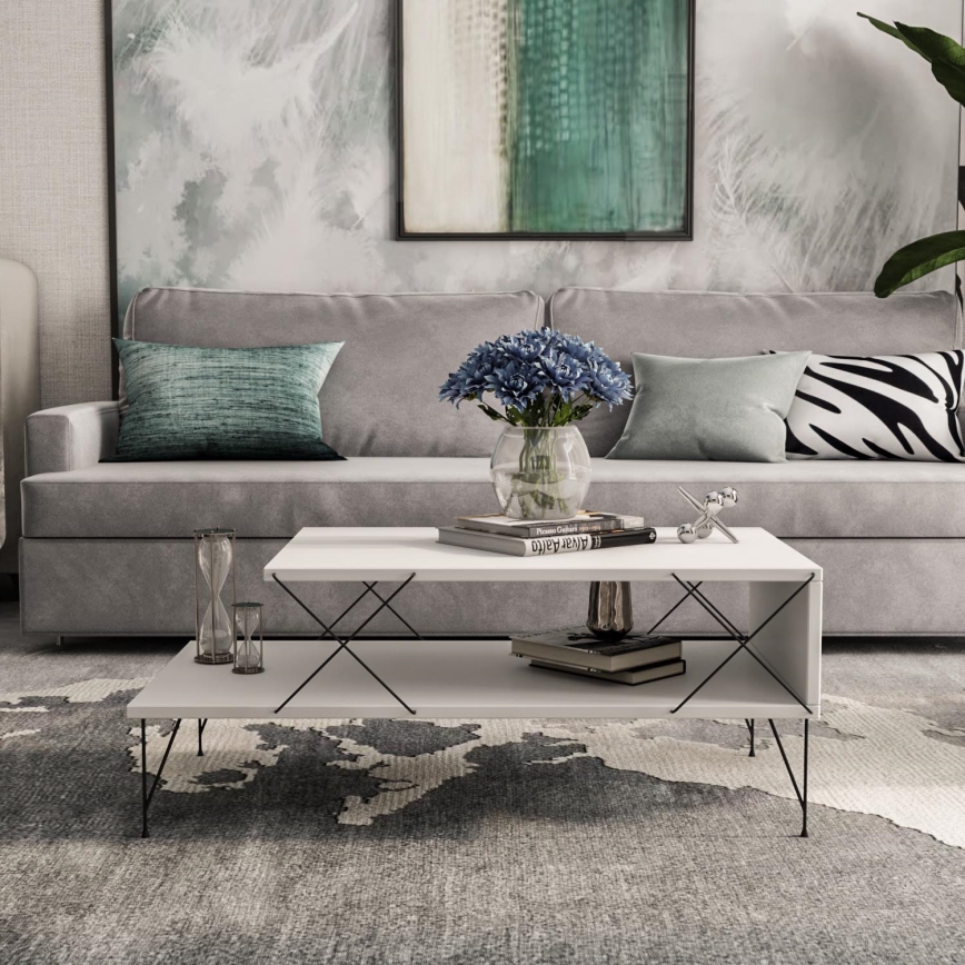 Mesa de centro LOIRE 40x100 cm branco