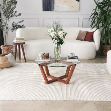 Mesa de centro LOTUS 35x75 cm castanho/transparente