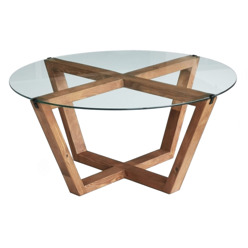 Mesa de centro LOTUS 35x75 cm castanho/transparente