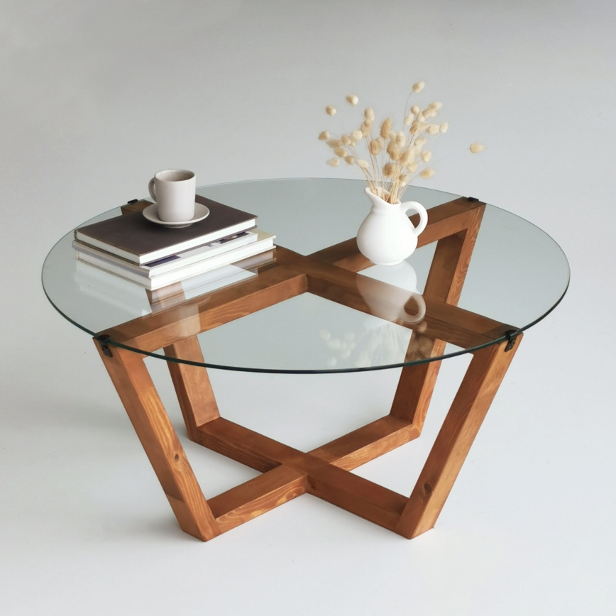 Mesa de centro LOTUS 35x75 cm castanho/transparente