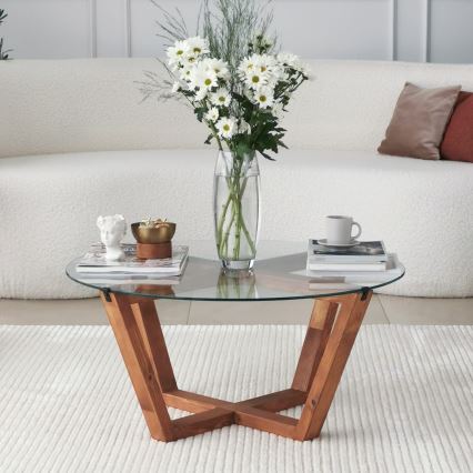 Mesa de centro LOTUS 35x75 cm castanho/transparente