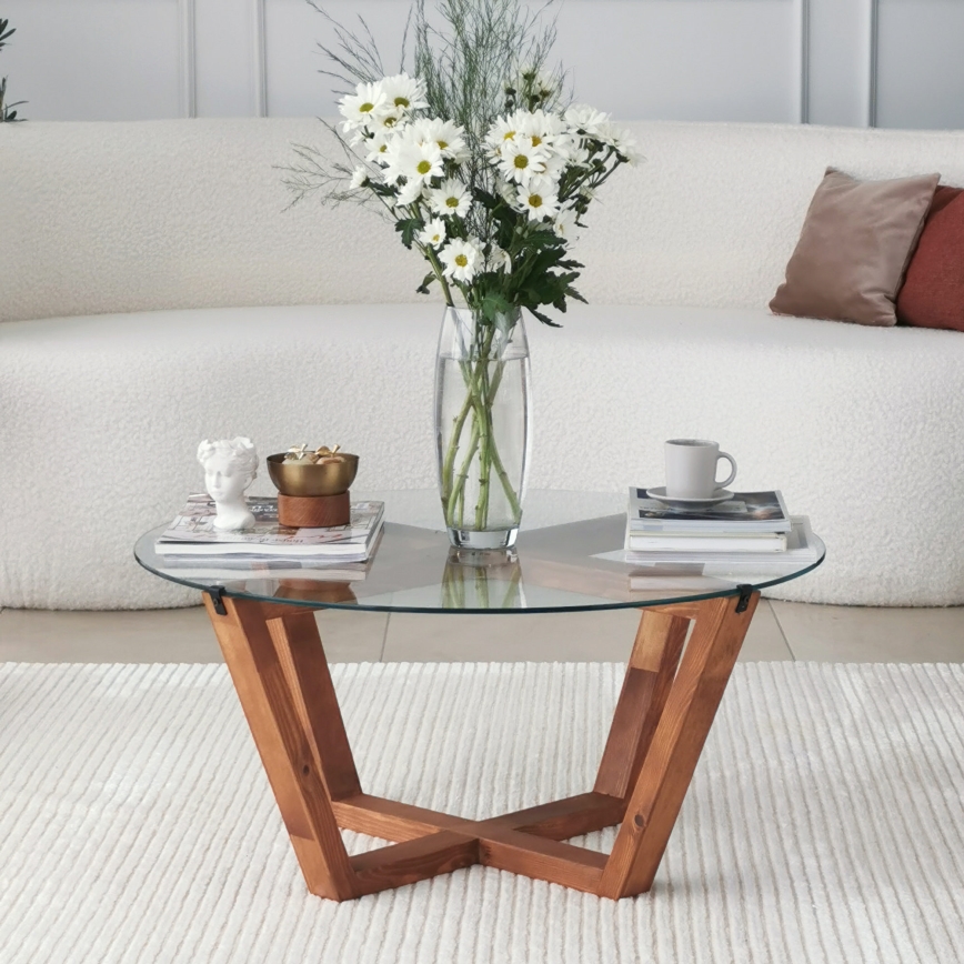 Mesa de centro LOTUS 35x75 cm castanho/transparente