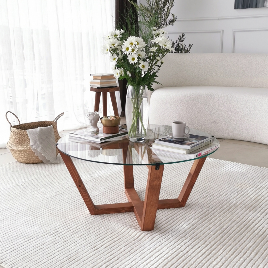 Mesa de centro LOTUS 35x75 cm castanho/transparente