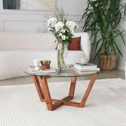 Mesa de centro LOTUS 35x75 cm castanho/transparente