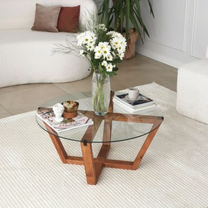 Mesa de centro LOTUS 35x75 cm castanho/transparente