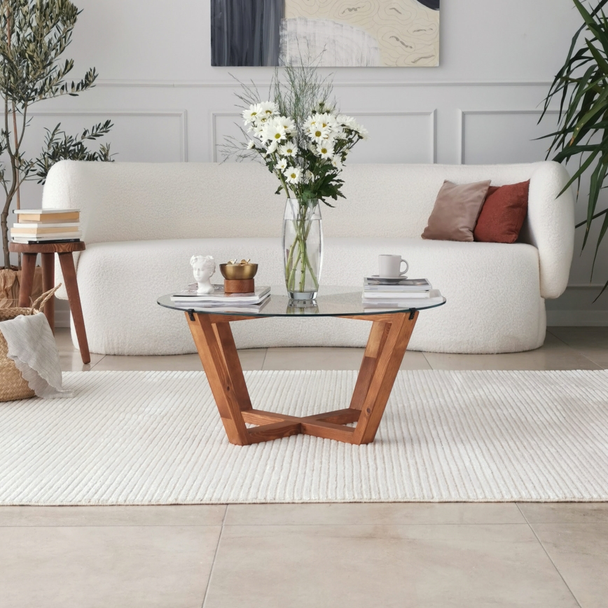 Mesa de centro LOTUS 35x75 cm castanho/transparente