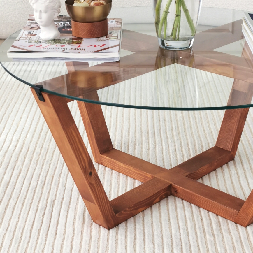 Mesa de centro LOTUS 35x75 cm castanho/transparente