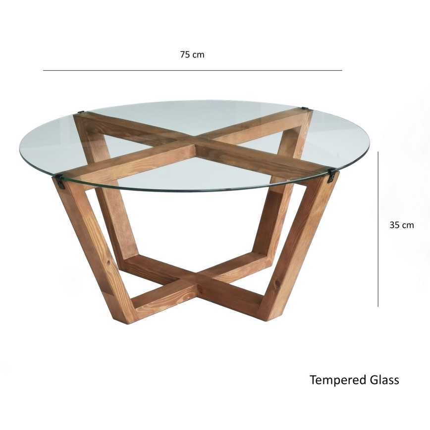 Mesa de centro LOTUS 35x75 cm castanho/transparente