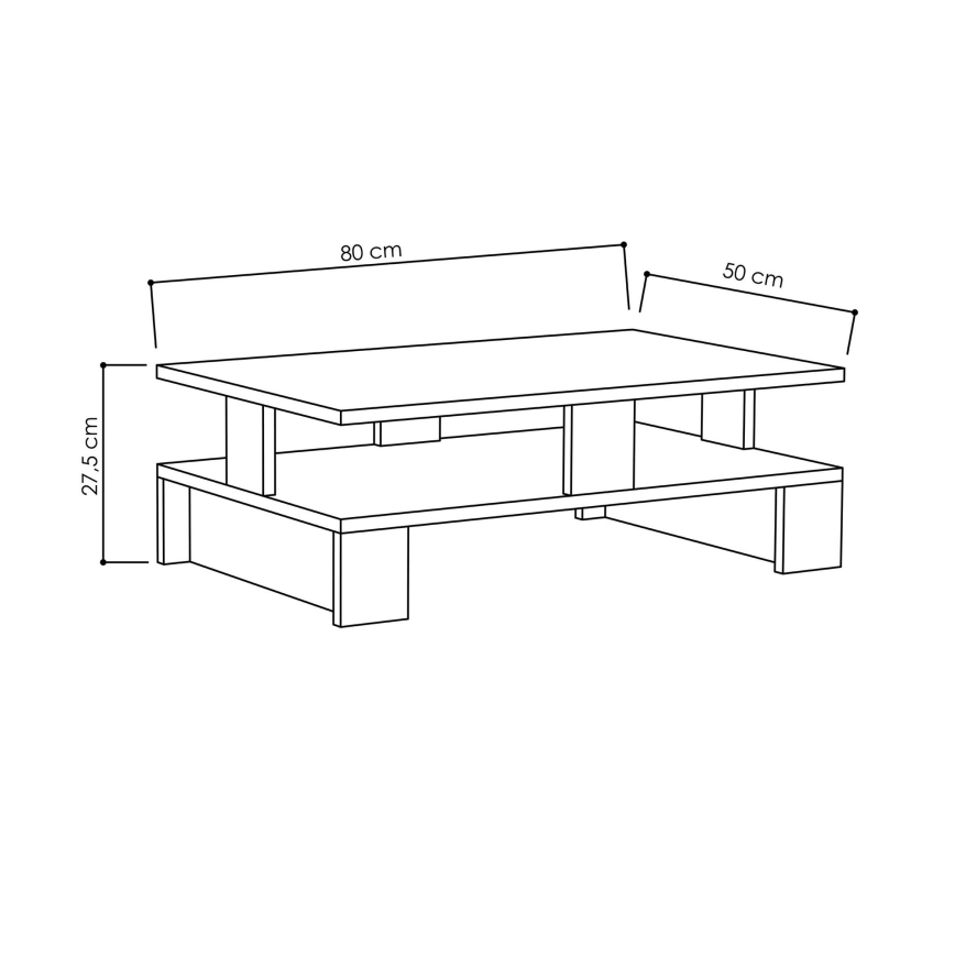 Mesa de centro MANSU 27,5x80 cm preto