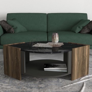 Mesa de centro MARBEL 40x75 cm castanho/preto