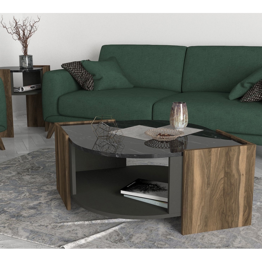 Mesa de centro MARBEL 40x75 cm castanho/preto