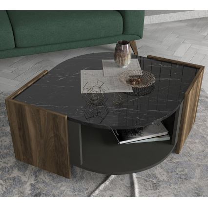 Mesa de centro MARBEL 40x75 cm castanho/preto