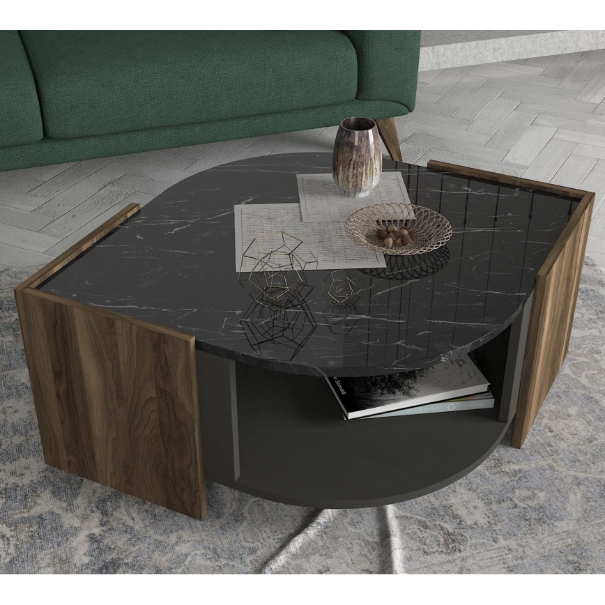 Mesa de centro MARBEL 40x75 cm castanho/preto