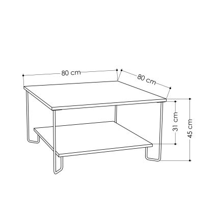 Mesa de centro MARBO 45x80 cm cinzento